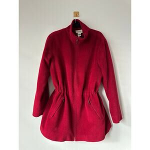 Vintage L.L. Bean Fleece Coat | Cinched Waist | Red | Size XL